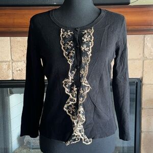 Ann Taylor Loft Cardigan With Lace Detail